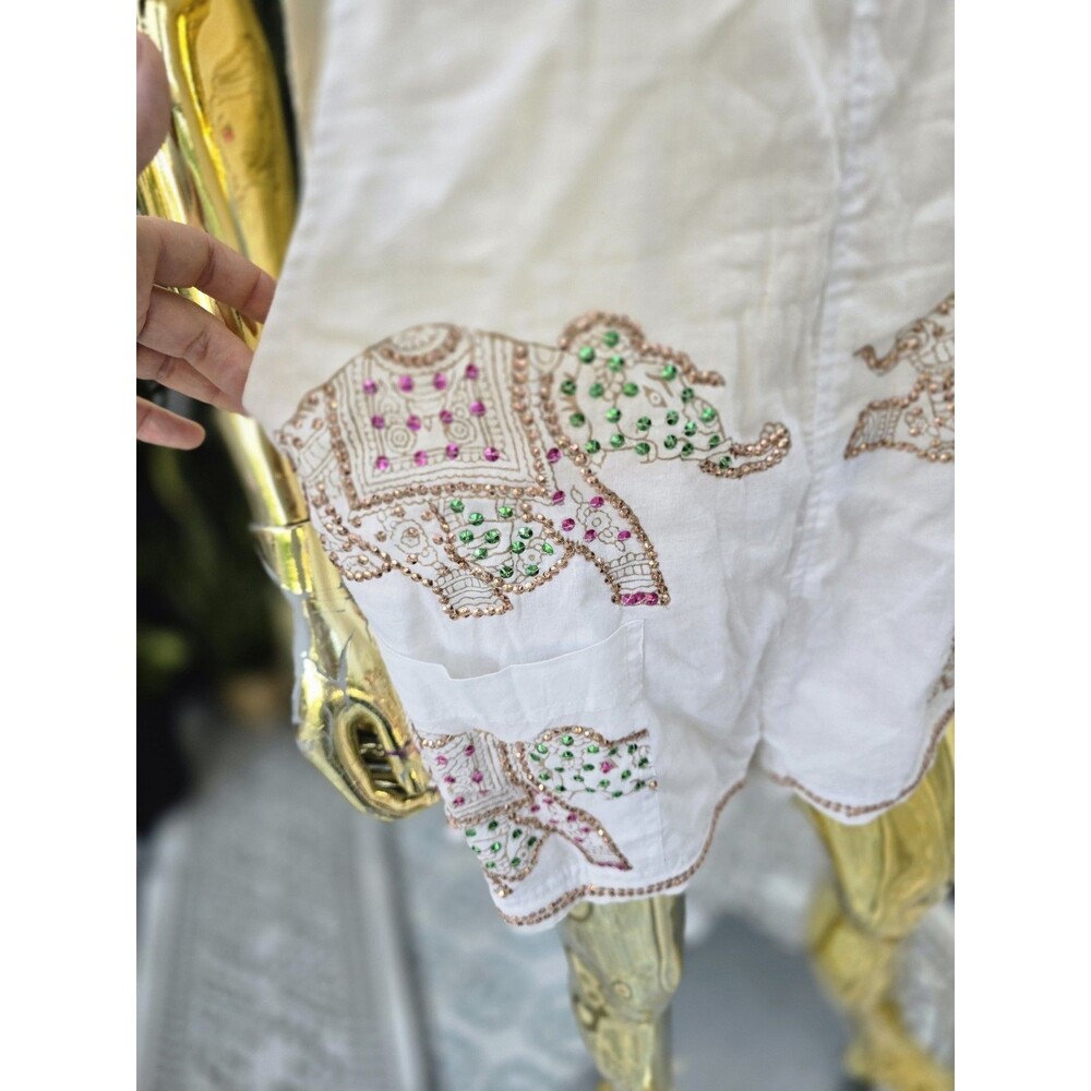 Juliet Dunn‎ London Embroidered Elephant Romper One Size Boho Resortwear India - Picture 2 of 12
